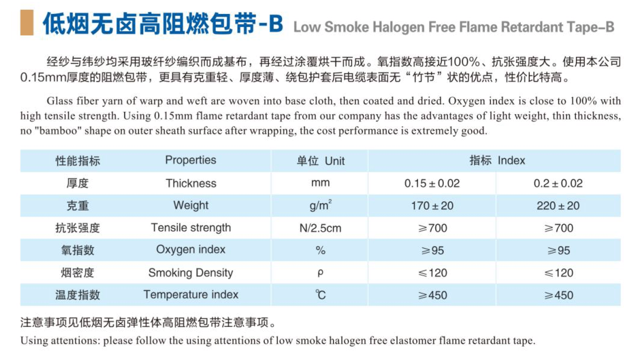 低煙無鹵高阻燃包帶-B